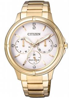 Citizen Eco-Drive dameshorloge met Swarovski kristallen en multifunctioneel | FD2032-55A
