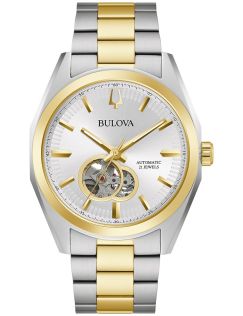 Bulova Surveyor automatisch herenhorloge met zichtbaar uurwerk en tweekleurige stalen band | 98A284