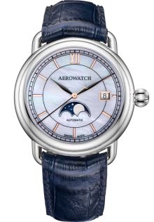 Aerowatch 1942 Moon Phase A 77983 AA02 BR BLEU
