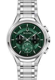 Bulova CURV chronograaf herenhorloge met groene wijzerplaat en hoog-precisie uurwerk | 96A297