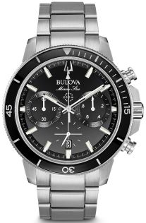 Bulova Marine Star chronograaf herenhorloge met zwarte wijzerplaat en 200m waterdichtheid | 96B272