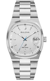 Retro geïnspireerd herenhorloge van Bulova met zilverwitte wijzerplaat en hoogprecisie quartz uurwerk - Super Seville Collection | 96B444