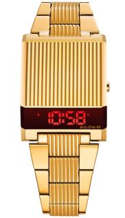 Bulova Computron Archive Series digitaal LED-horloge in retro jaren '70 design met gouden afwerking | 97C110
