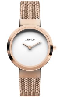 Elegant dameshorloge met witte wijzerplaat, rosé afwerking en kwaliteits mesh band in stijlvol design | AIW7615