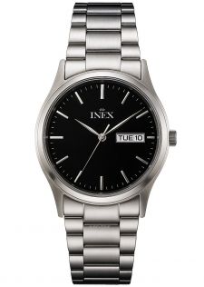 Inex Mens Day Date Classic Steel Black 38mm