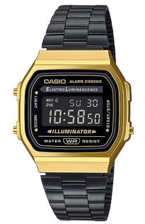 Retro zwart & goud digitaal horloge | A168WEGB-1BEF