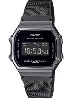 Zwart digitaal mesh horloge Casio met Retro LED-achtergrondverlichting | A168WEMB-1BEF