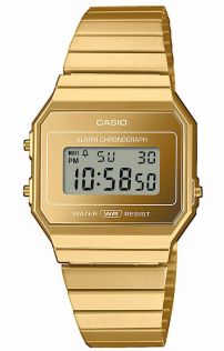 Goudkleurig vintage digitaal horloge met ultraslank profiel | A700WEVG-9AEF
