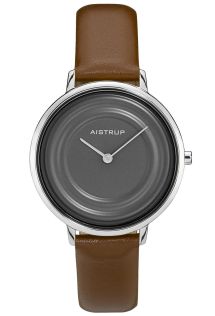 Elegant dameshorloge met grijs waterringeffect en bruine leren band uit de Aistrup Raindrop collectie | AIW7721