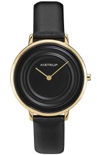 Elegant dameshorloge met zwart watereffect en gouden afwerking uit de Aistrup Raindrop collectie in 35mm | AIW7710