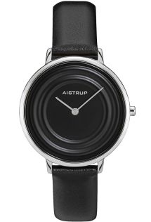 Exclusieve zwarte dameshorloge met waterringeffect en bijpassende zwarte leren band uit de Aistrup Raindrop collectie | AIW7716