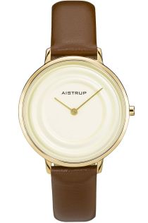 Elegant dameshorloge met crèmewitte waterring-effect en gouden afwerking uit de exclusieve Aistrup Raindrop collectie | AIW7718