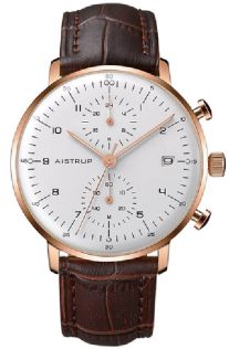 Aistrup AIW8602 Classic Infinity Chronograph herenhorloge met witte wijzerplaat en roségouden details | AIW8602