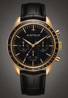 Aistrup AIW8701 Classic Sapphire Chronograph herenhorloge met zwarte wijzerplaat en goudkleurige details | AIW8701