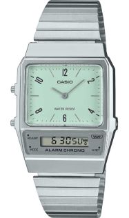 Casio vintage ana-digi horloge mintgroen met chromen afwerking | AQ-800E-3AEF
