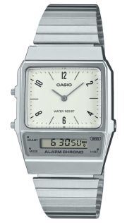 Rechthoekig dual display horloge met retro rasterpatroon | AQ-800E-7A2EF