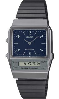 Retro dual display horloge met marine raster wijzerplaat en ion-geplateerde band | AQ-800EB-2AEF