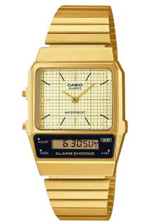 Goudkleurige ana-digi vintage stijl horloge | AQ-800EG-9AEF