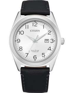 Citizen Eco-Drive Titanium herenhorloge met leren band | AW1640-16A