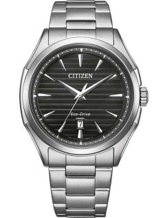 Citizen Eco-Drive herenhorloge in staal met gestreepte wijzerplaat en J810 uurwerk | AW1750-85E