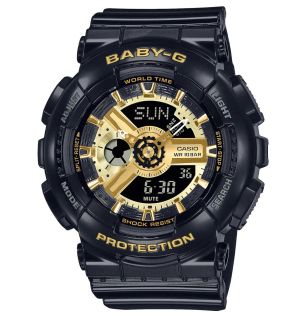 Baby-G mechanisch tandwiel zwart-goud digitale dames sporthorloge | BA-110X-1AER