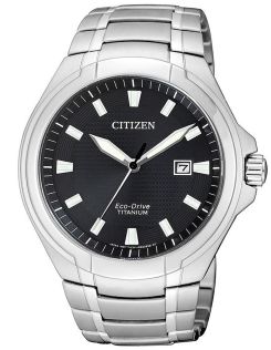 Citizen Eco-Drive Super Titanium herenhorloge met zwarte wijzerplaat | BM7430-89E