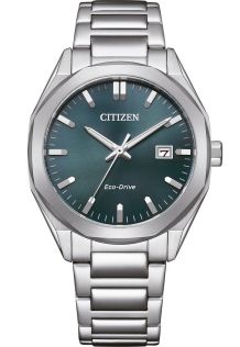 Citizen Eco-Drive unisex horloge in staal met E111 uurwerk en groene wijzerplaat | BM7620-83X