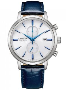 Citizen Eco-Drive chronograaf in staal met B642 uurwerk en witte wijzerplaat | CA7069-16A