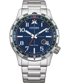 Citizen Eco-Drive pilotenhorloge in roestvrij staal met E111 uurwerk en kompasring | BM7550-87L