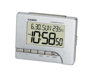 Digitale wekker met thermometer en kalender - zilver/grijs | DQ-747-8EF