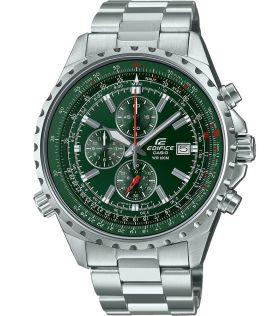 Groene wijzerplaat chronograaf horloge met schuifregelaar calculator | EF-527D-3AVUEF