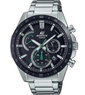 Groene accent chronograaf Edifice zwart ion-geplateerd sporthorloge met stalen kast | EFR-573DB-1AVUEF