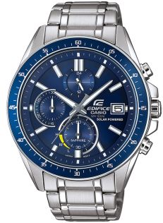 Herenhorloge met zonne-energie en blauwe wijzerplaat | EFS-S510D-2AVUEF