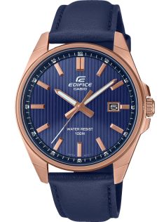 Blauwe wijzerplaat Edifice sterk leren sporthorloge met lichtgevende wijzers | EFV-150CL-2AVUEF