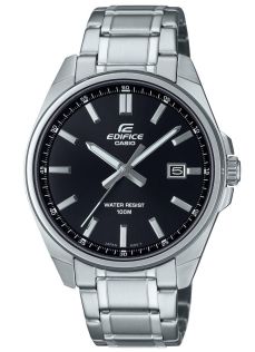 Casio Edifice slank horloge met zwarte wijzerplaat en stalen kast 9mm | EFV-150D-1AVUEF