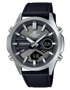 Casio Edifice wereldtijd horloge met Telememo en leren band | EFV-C120L-8AEF