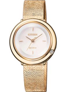 Citizen L Ambiluna dames horloge met mesh band en diamant | EM0643-84X