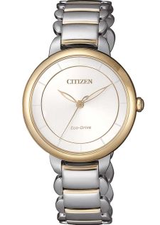 Citizen elegant dameshorloge met Eco-Drive en tweekleurige band | EM0674-81A