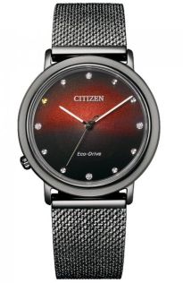 Citizen L Ambiluna 10 jaar jubileumhorloge | Limited edition dameshorloge met lab-gekweekte diamanten en rood zonsondergangseffect | EM1007-47E