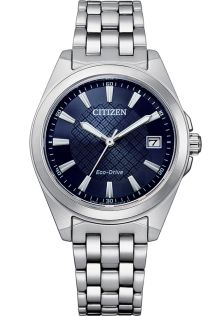 Citizen elegant dameshorloge met Eco-Drive en blauwe wijzerplaat in roestvrij staal | EO1210-83L
