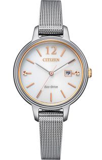Citizen Eco-Drive dameshorloge met mesh band en rosegouden details | EW2449-83A