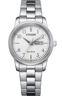 Citizen Eco-Drive dameshorloge met klassieke witte wijzerplaat | EW3260-84A