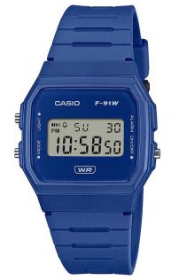 Milieuvriendelijke blauwe Casio digitale horloge met bio-gebaseerde hars band | F-91WB-2A1EF