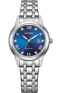 Citizen Eco-Drive dames horloge met blauwe wijzerplaat en Romeinse cijfers | FE1240-81L