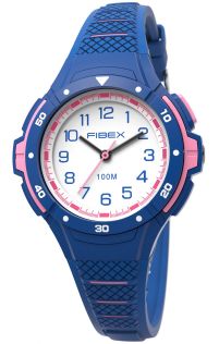 Veelzijdige kinderhorloge met LED-verlichting blauw-roze | FIBEXAAC04
