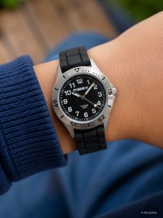 Elegante zwemhorloge titanium zwart-zilver | FIBEXTIA08