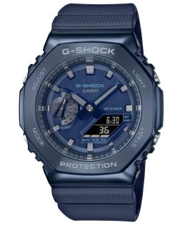 Blauwe metalen bezel G-Shock horloge met ion-plated achtkantig design | GM-2100N-2AER