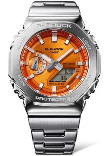 Oranje wijzerplaat metalen G-SHOCK met roestvrij staal en 200M waterbestendigheid | GM-2110D-4AER
