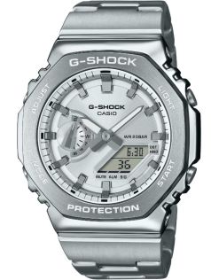 Zilveren metalen G-SHOCK met slank profiel en digitaal-analoog uurwerk | GM-2110D-7AER