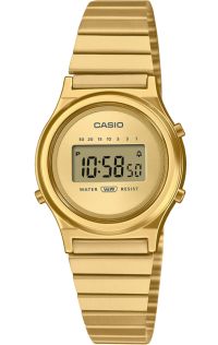 Minimalistisch gouden Casio vintage digitale horloge met zonnestraal wijzerplaat | LA700WEG-9AEF